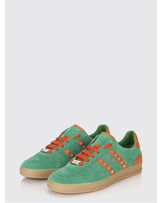 Philipp Plein Green Retro Rebel Suede Sneakers With Applied Stars for men