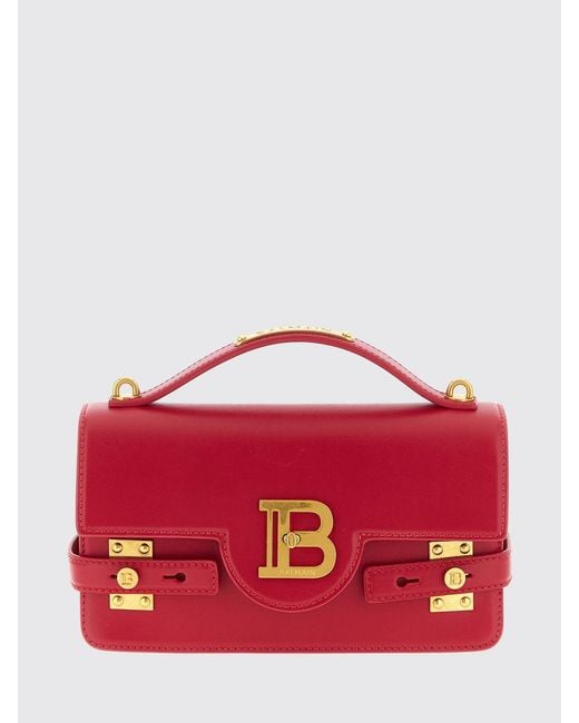 Balmain Red B-Buzz 24 Leather Bag