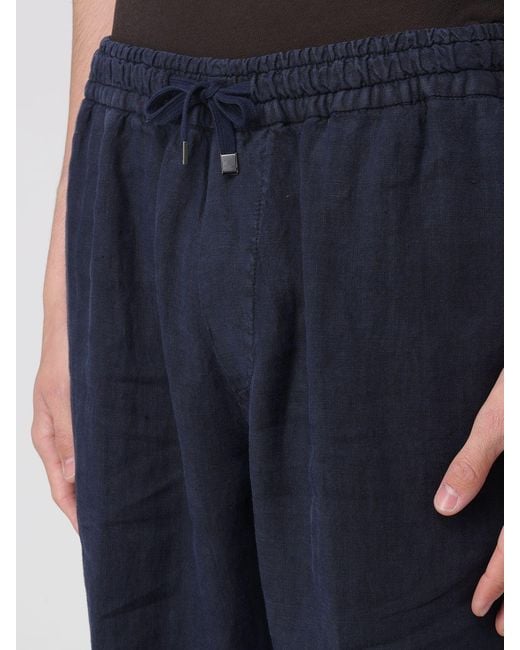 Boglioli Blue Linen Drawstring Trousers for men