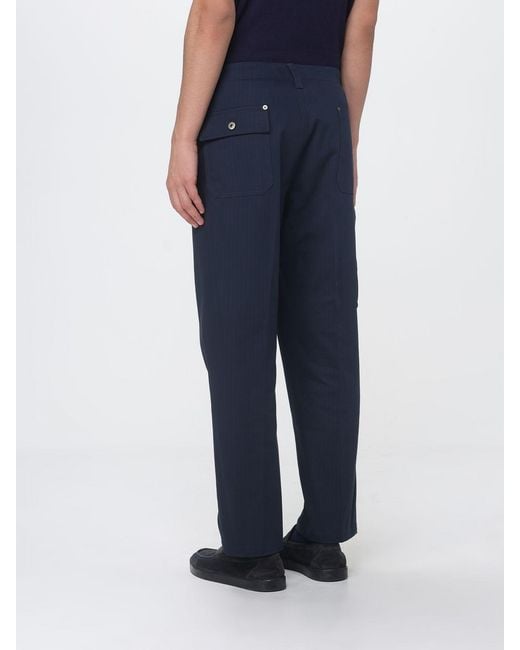 Paolo Pecora Blue Gabardine Wide-Leg Trousers for men