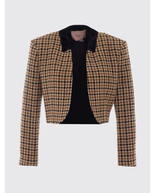 Twinset Black Cropped Houndstooth Jacket