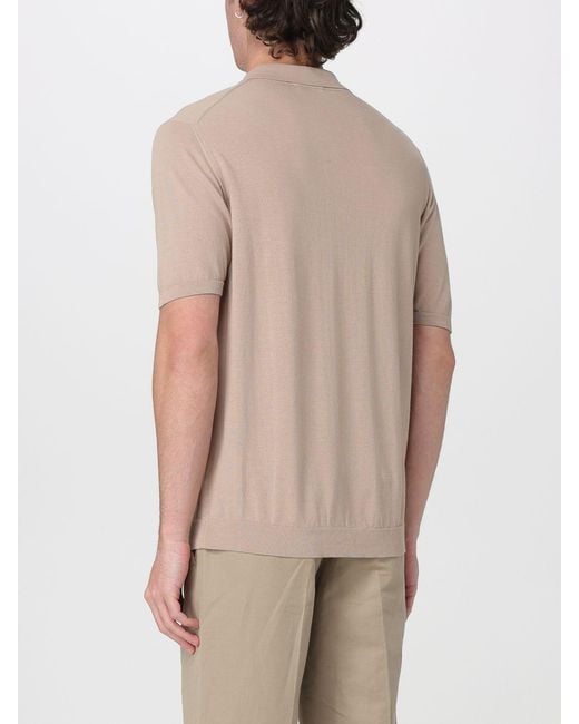 Roberto Collina Natural Short-Sleeved Cotton Polo Shirt With Three-Button Placket for men