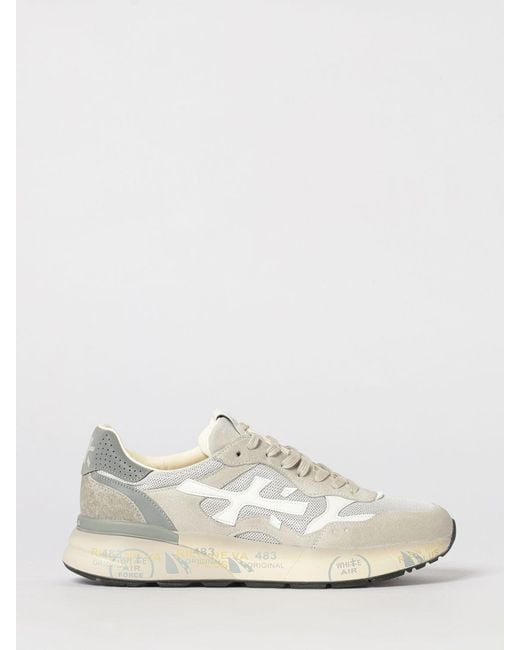 Premiata White Mick Used Suede And Mesh Sneakers for men