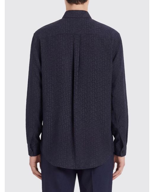 Balmain Blue Viscose Shirt for men