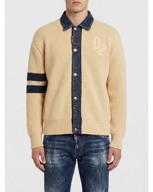 DSquared² Blue Cotton Blend Cardigan for men