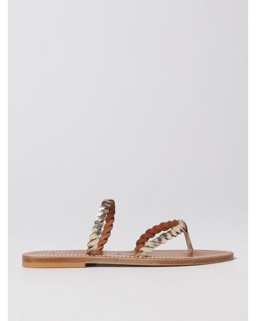 K. Jacques Flat Sandals in Metallic | Lyst