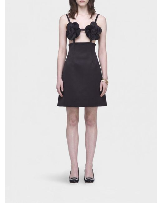 Marc Jacobs Black Daisy Off-The-Shoulder Mini Dress