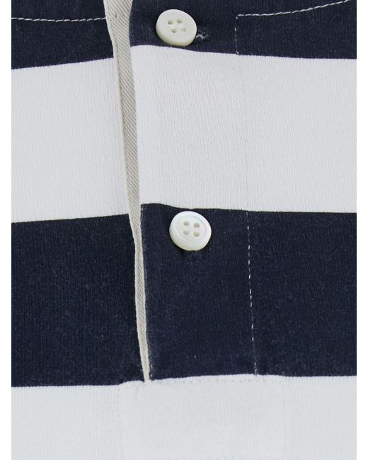 Jacquemus Blue Striped Long-Sleeved Cotton Henley T-Shirt for men