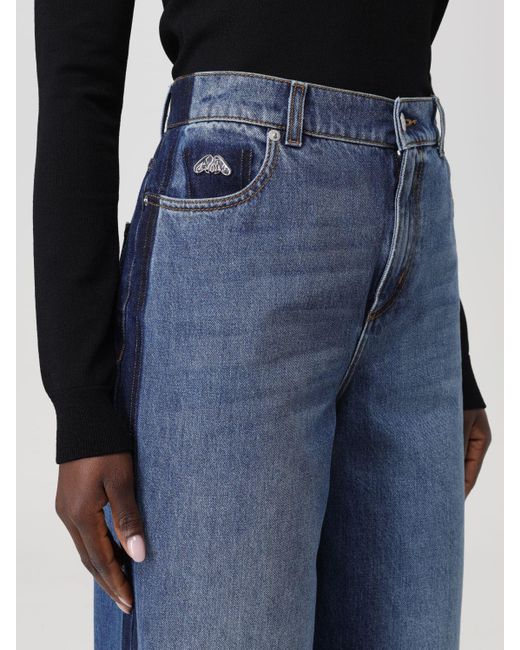 Jeans a gamba larga e vita alta di Alexander McQueen in Blue
