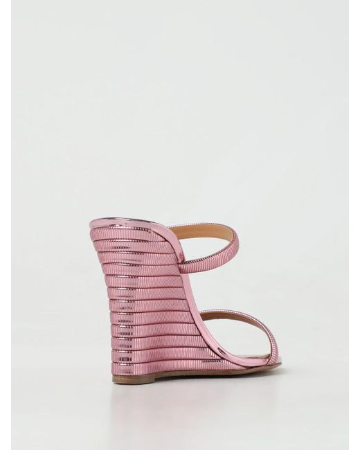 Sandalo in vernice goffrata laminata di Aquazzura in Pink