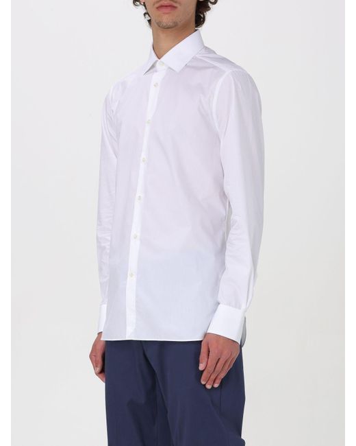 Camicia in popeline di cotone di Zegna in White da Uomo