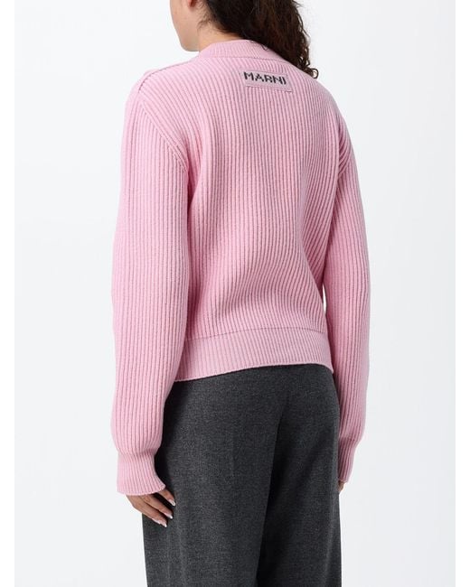 Marni Pink V-Neck Relaxed Fit Sweater