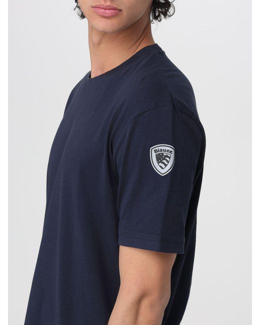 Blauer Blue Cotton T-Shirt With Logo for men