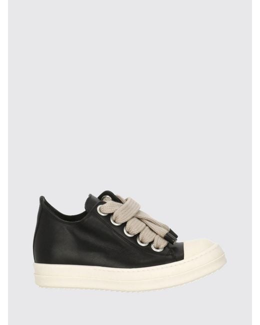 Rick Owens Black Low-Top Smooth Calfskin Trainers With Padded Ankle
