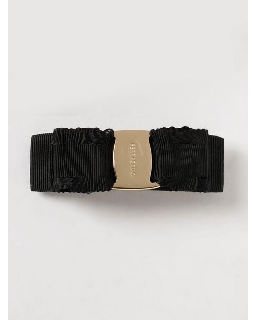Ferragamo Black New Vara Cotton Blend Hair Clip