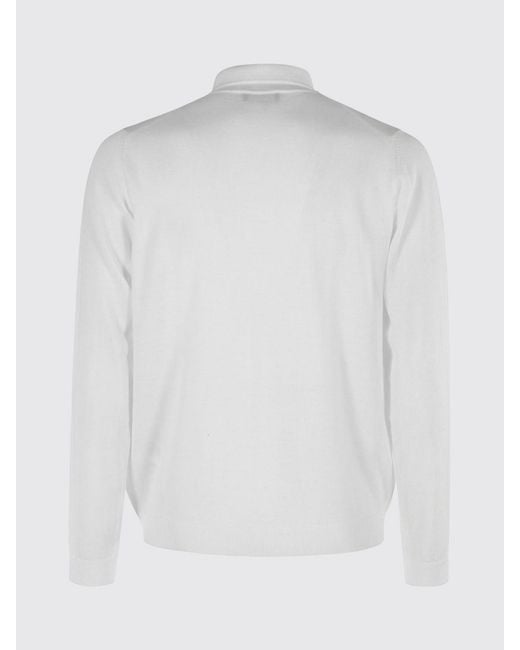 Roberto Collina White 3-Button Merino Wool Knit Polo Shirt for men