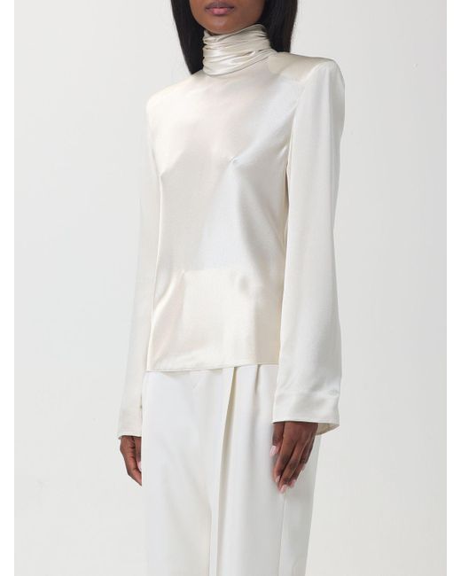 Blusa in seta di Saint Laurent in White