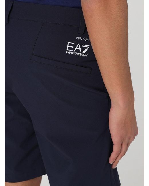 EA7 Blue Stretch Fabric Chino Shorts for men
