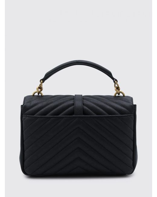 Saint Laurent Black College Chevron Quilted Leather Bag