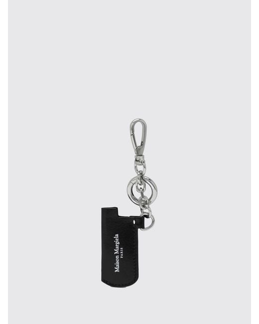 Maison Margiela White Leather And Brass Keychain for men