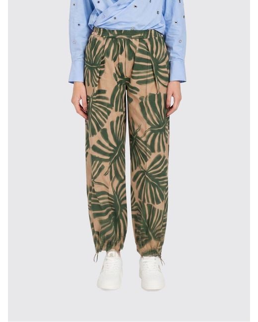 Twinset Green Printed Cotton Trousers