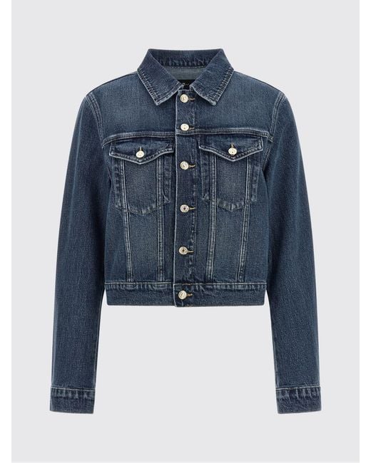 7 For All Mankind Blue Cotton Denim Shirt Jacket With Patch Pockets