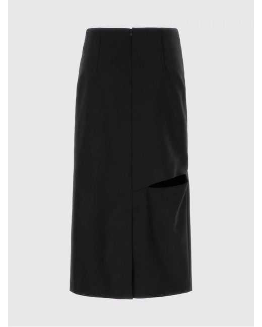 Jil Sander Black Cut-Out Wool Blend Skirt