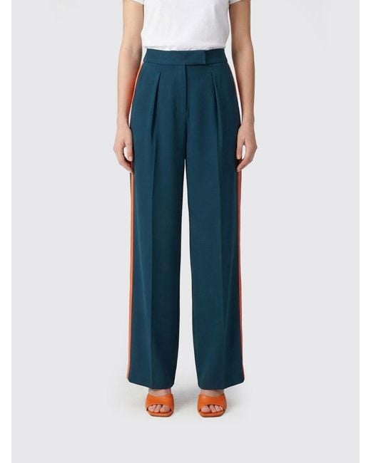 Patrizia Pepe Blue Cotton Blend Tailored Trousers
