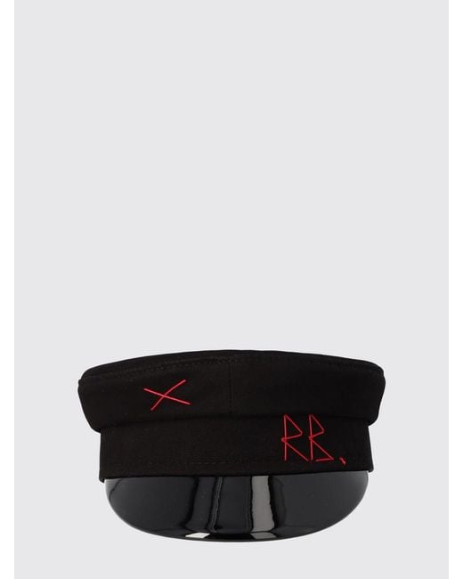 Ruslan Baginskiy Black Cotton Baker Boy Hat With Contrasting Embroidered Logo