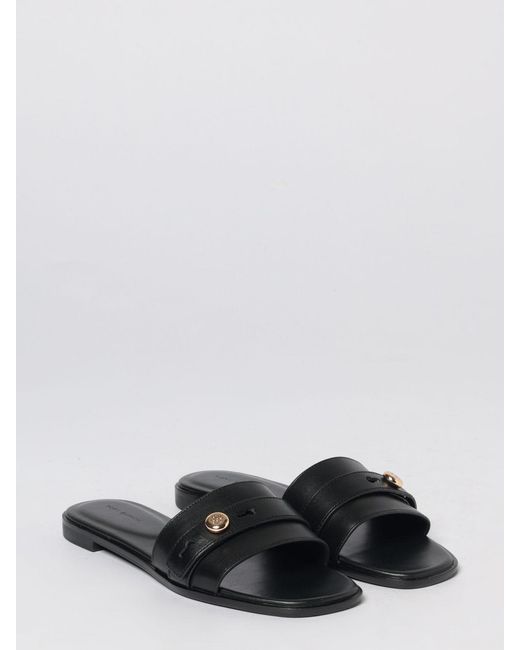 Tory Burch White Romy Leather Slippers