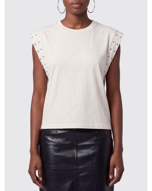 HTC White Distressed Cropped Cotton T-Shirt With Embroidery And Studs