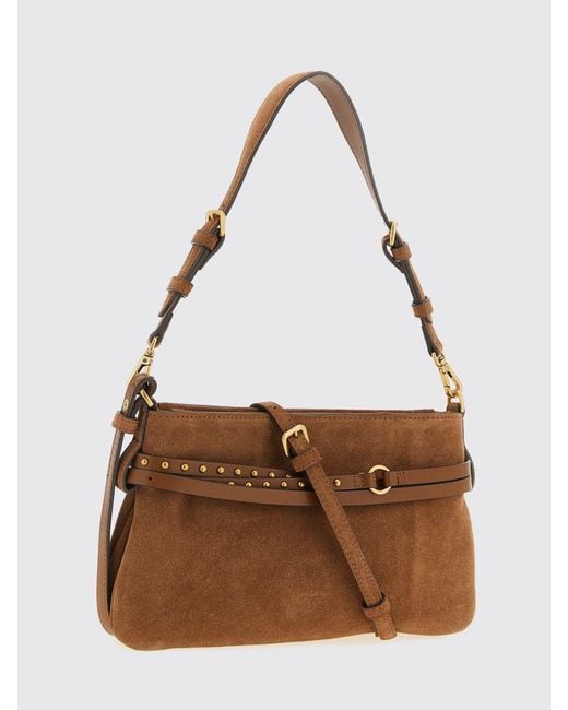 Pinko Brown Belt Bag Mini Suede Shoulder Bag
