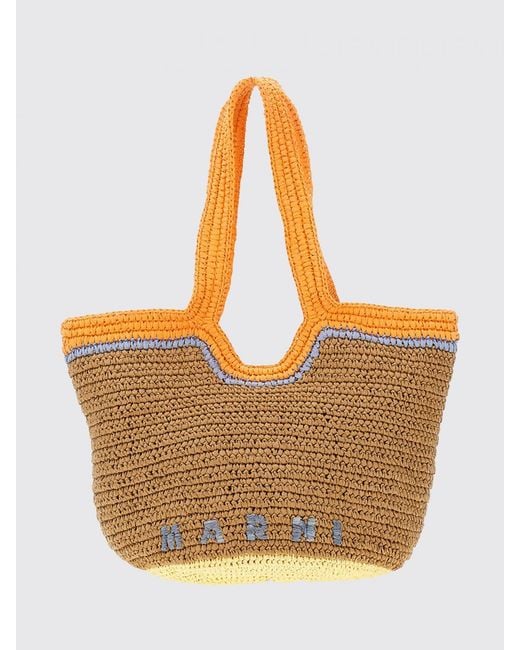 Marni Orange Seaside Raffia Bag