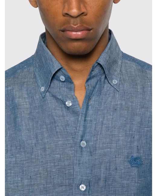 Etro Blue Linen Shirt for men