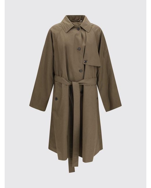 Calvin Klein Natural Long Single-Breasted Cotton Trench Coat With Tie Belt