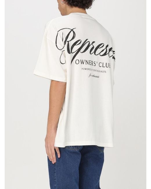 Represent White Cotton T-Shirt With Logo for men