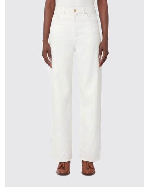Max Mara White Cotton And Linen Trousers
