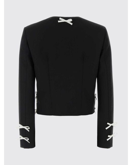 Moschino Couture Blue Bow-Embellished Crewneck Cropped Blazer