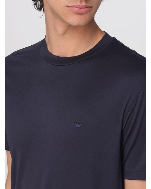 Emporio Armani Blue Basic Silk Blend T-Shirt for men