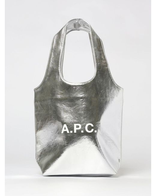 A.P.C. White Ninon Laminated Faux Leather Shoulder Bag