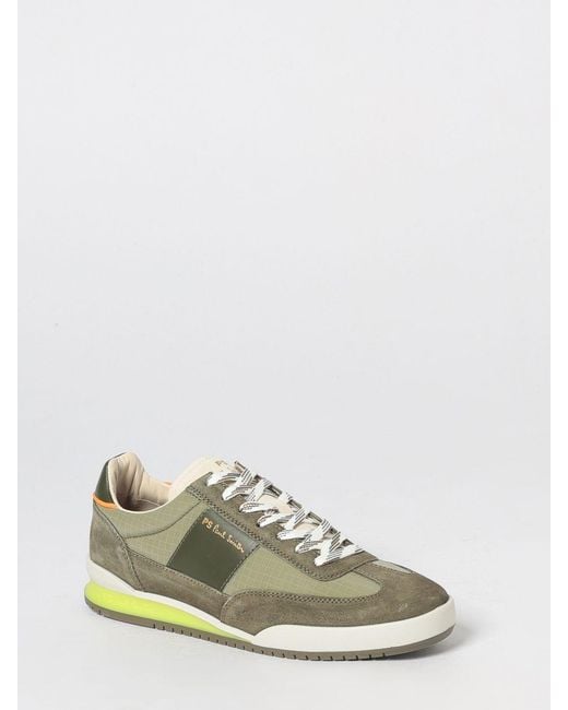 Paul Smith Green Dover Bicolor Leather And Nylon Sneakers With Logo for men