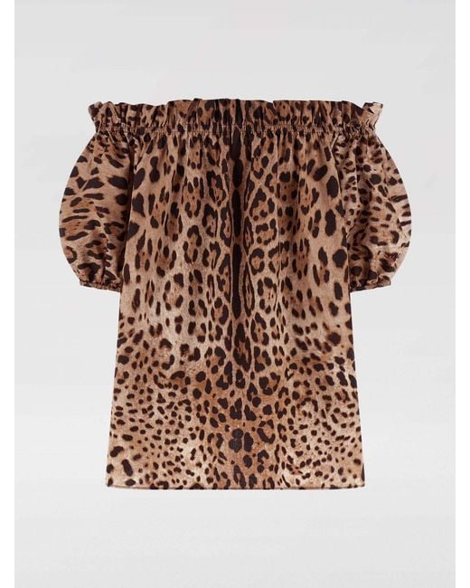 Dolce & Gabbana Brown Dolce &Amp Gabbana Cotton Top With Animal Print