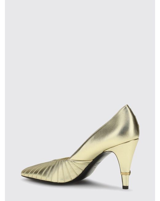 Versace Metallic Gianni Draped Laminated Leather Pumps With High Cone Heel