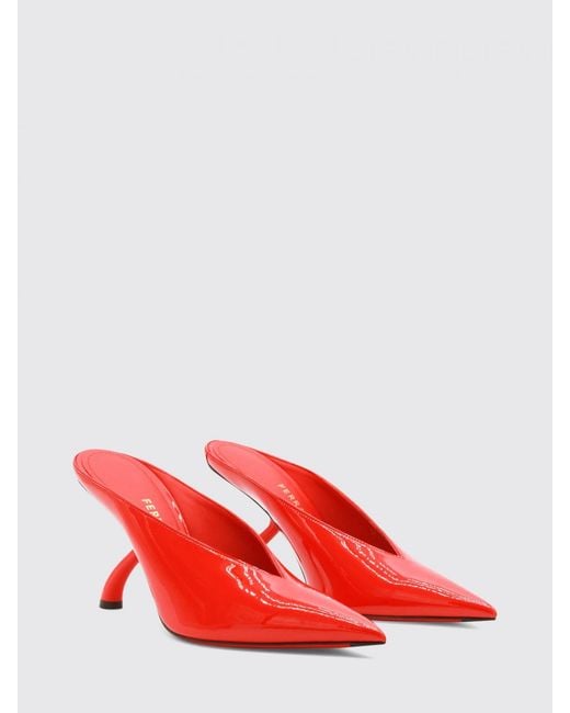 Ferragamo Red Itaca Patent Leather Mules