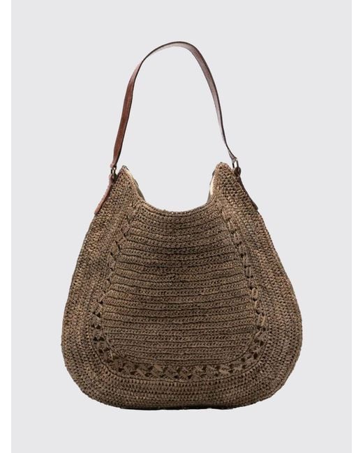 IBELIV Brown Meva Crocheted Raffia Hobo Bag