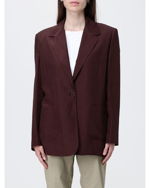 Hanita Purple Linen Blend Single-Breasted Blazer