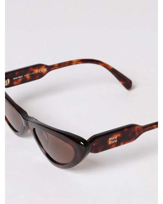 Miu Miu Multicolor Triangular Frame Acetate Sunglasses With Contrast Logo