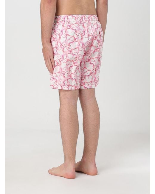 Kampos Pink Patterned Nylon Swim Shorts for men