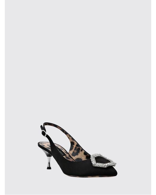 Philipp Plein Black Satin Slingbacks With A Jewel Buckle And Mid Heel
