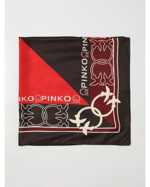 Pinko Red Silk Blend Twill Scarf